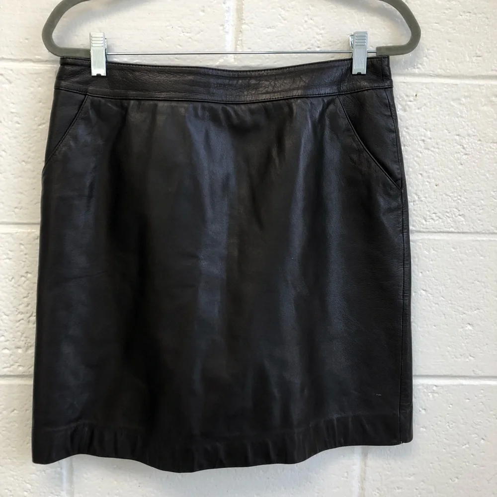 Saks SFA Chocolate Brown Petites Leather Skirt Sz.‎ 12P